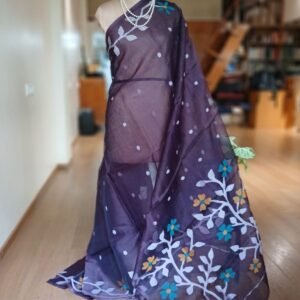 Hand Jamdani in Mulberry Silk with Floral Motifs – (SJMS1194)