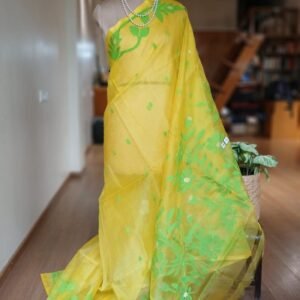 Hand Jamdani in Mulberry Silk with Floral Motifs – (SJMS1195)