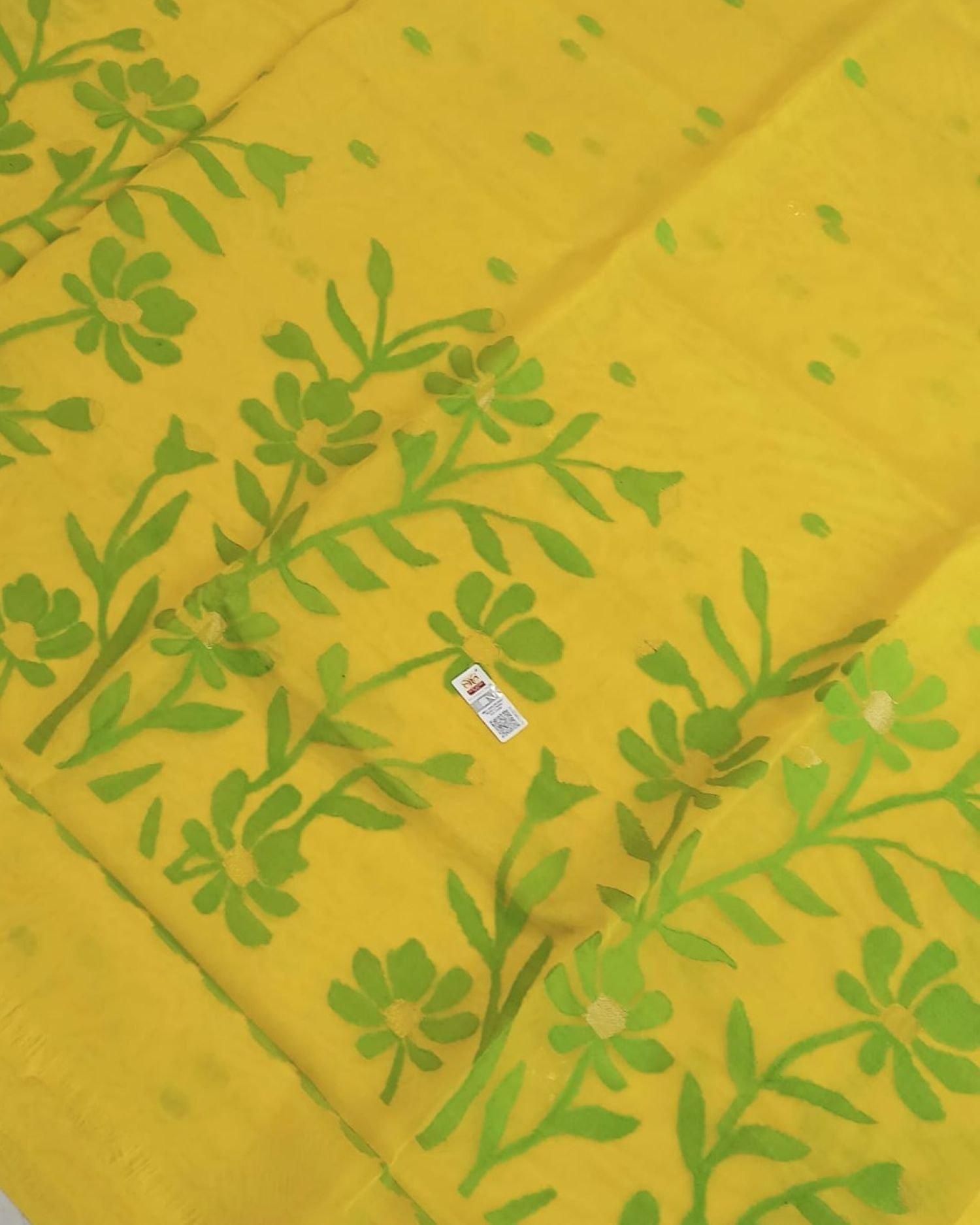 Hand Jamdani in Mulberry Silk with Floral Motifs – (SJMS1195) - Image 2