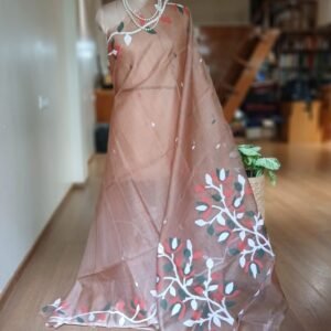 Hand Jamdani in Mulberry Silk with Floral Motifs – (SJMS1196)