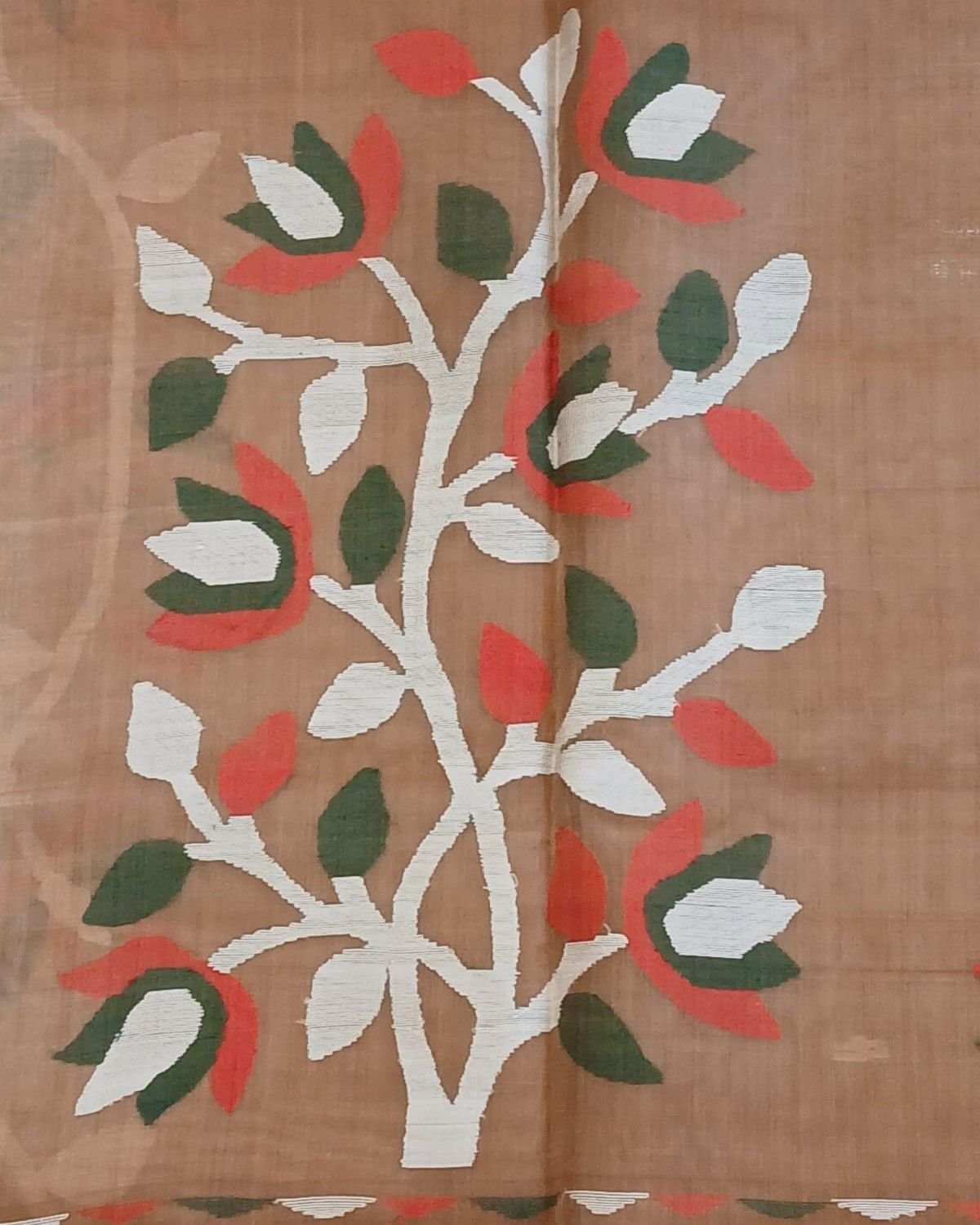 Hand Jamdani in Mulberry Silk with Floral Motifs – (SJMS1196) - Image 6
