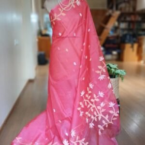Hand Jamdani in Mulberry Silk with Floral Motifs – (SJMS1197)