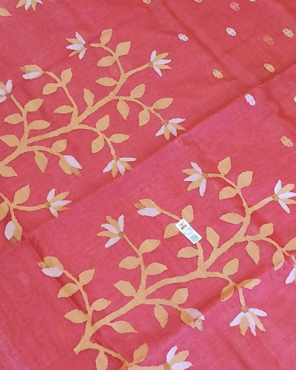 Hand Jamdani in Mulberry Silk with Floral Motifs – (SJMS1197) - Image 2