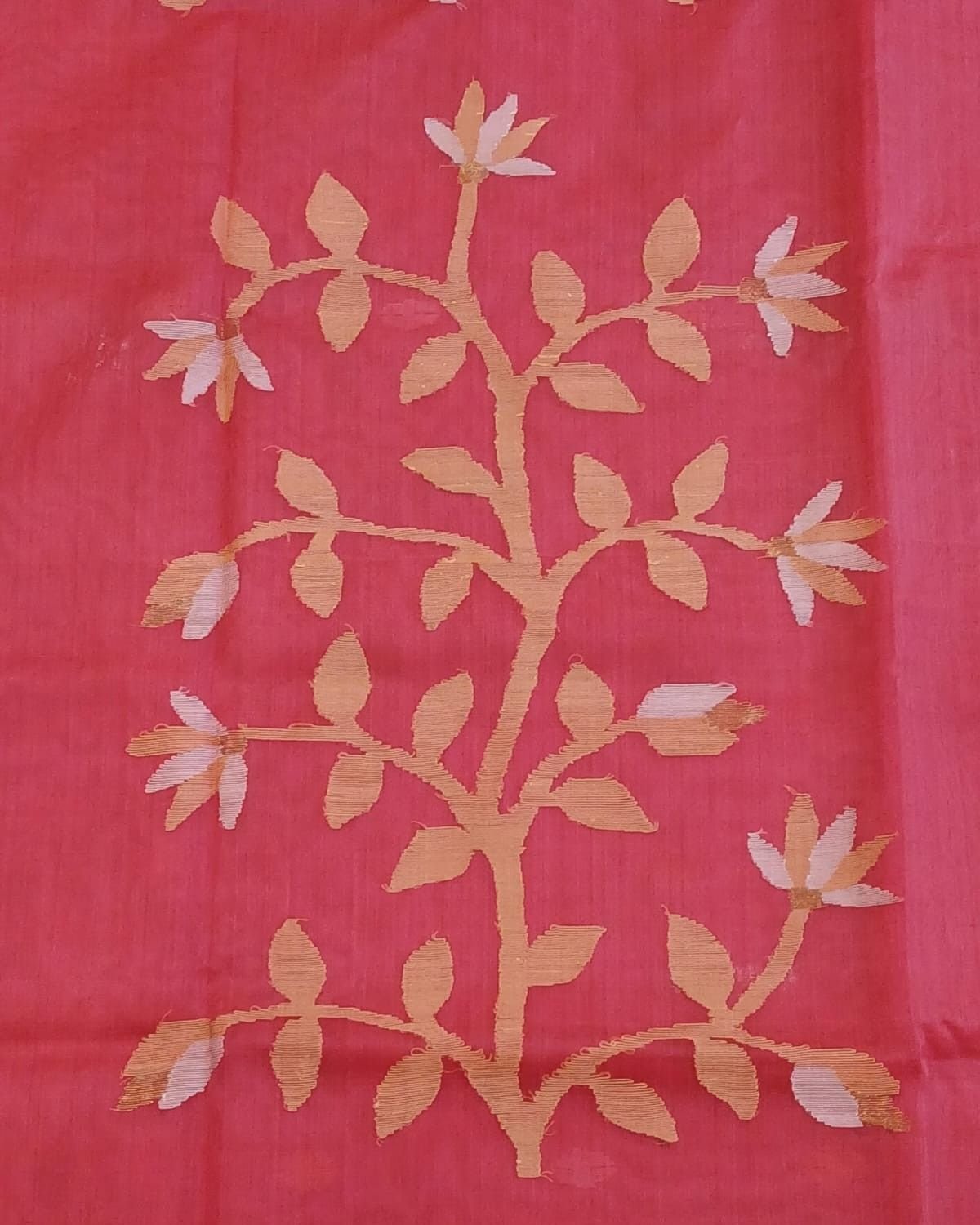 Hand Jamdani in Mulberry Silk with Floral Motifs – (SJMS1197) - Image 6