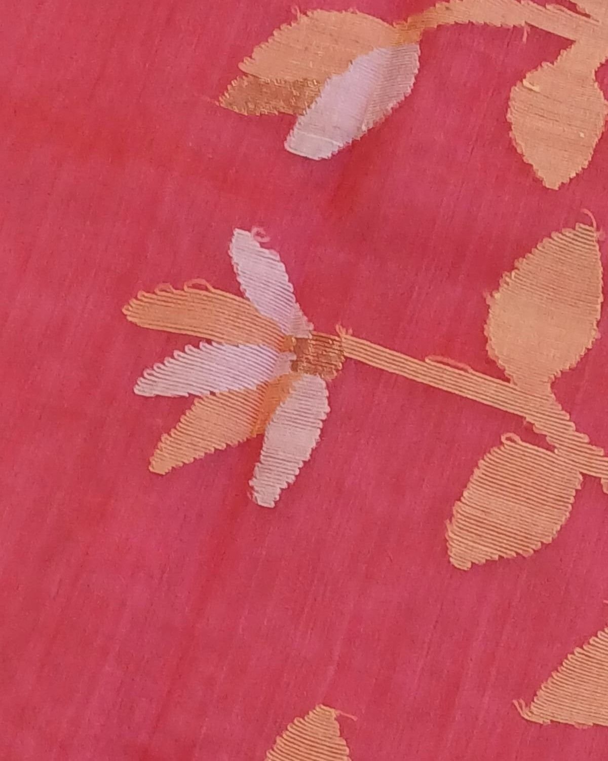 Hand Jamdani in Mulberry Silk with Floral Motifs – (SJMS1197) - Image 7