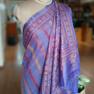 Kantha Embroidery from Santiniketan on Tussar Silk Saree - (TSKS0010)
