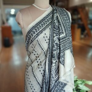 Kantha Embroidery from Santiniketan on Tussar Silk Saree - (TSKS0009)