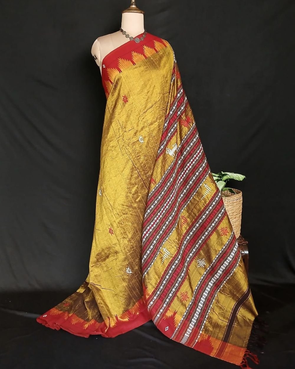 Natural Dyes Kotpad in Tussar Silk Weft and Cotton Warp - (CTKS0032)