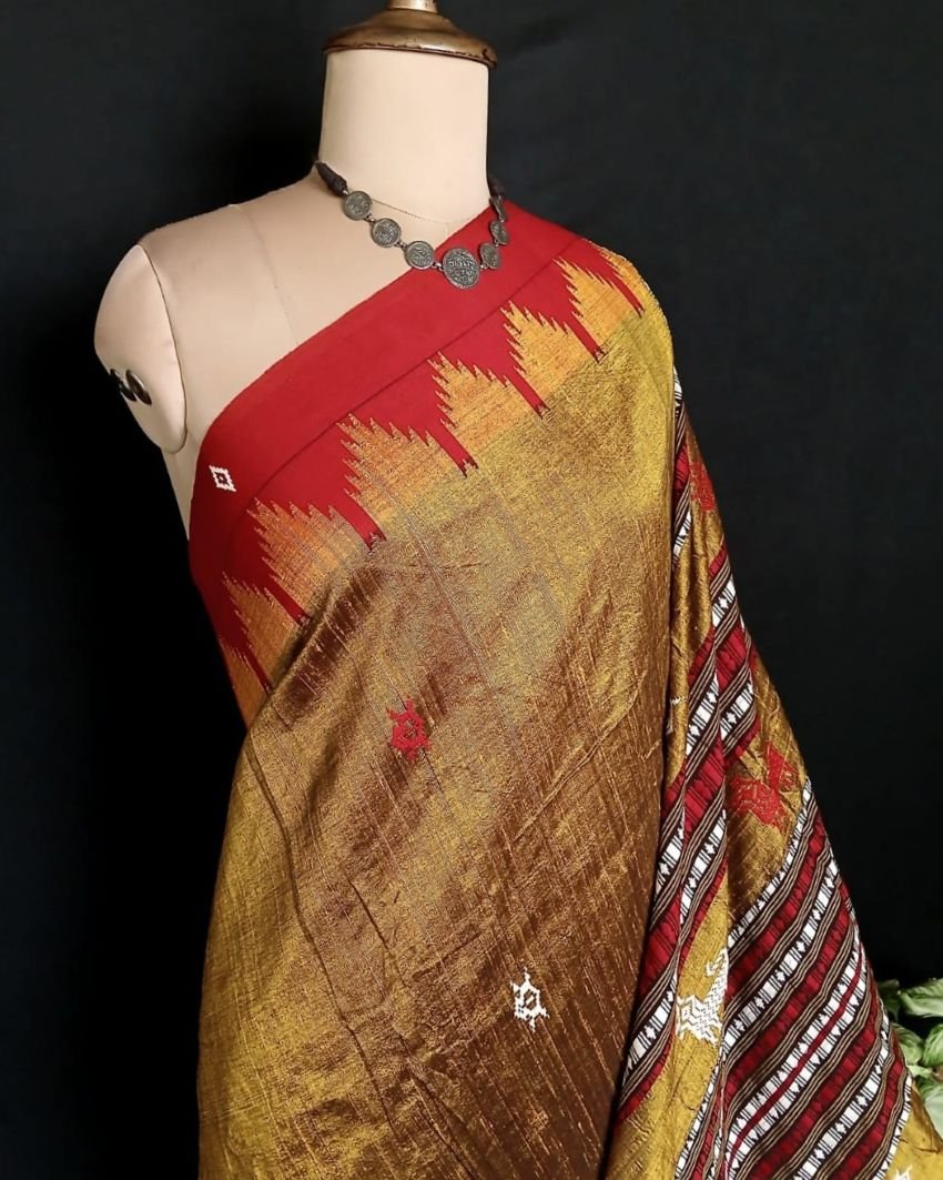 Natural Dyes Kotpad in Tussar Silk Weft and Cotton Warp - (CTKS0032) - Image 2