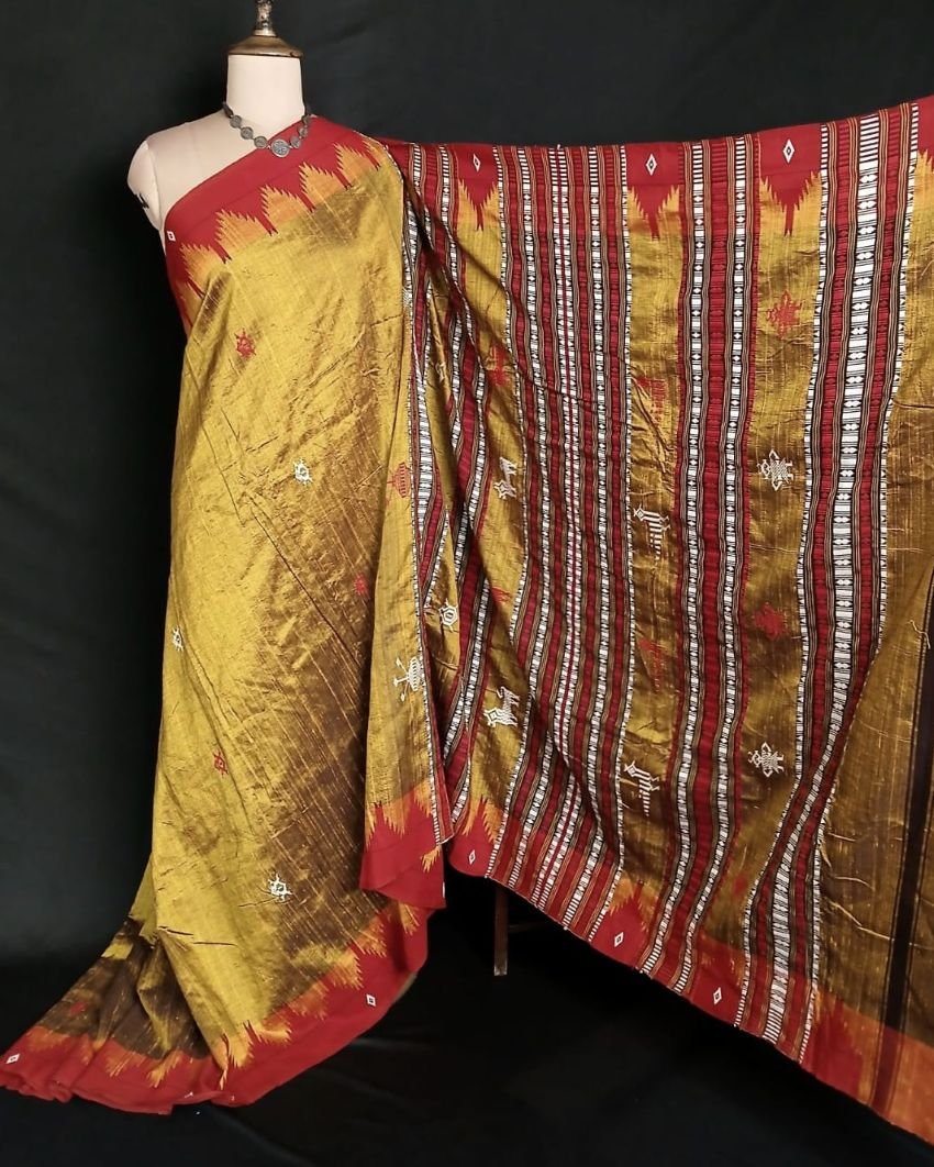 Natural Dyes Kotpad in Tussar Silk Weft and Cotton Warp - (CTKS0032) - Image 5