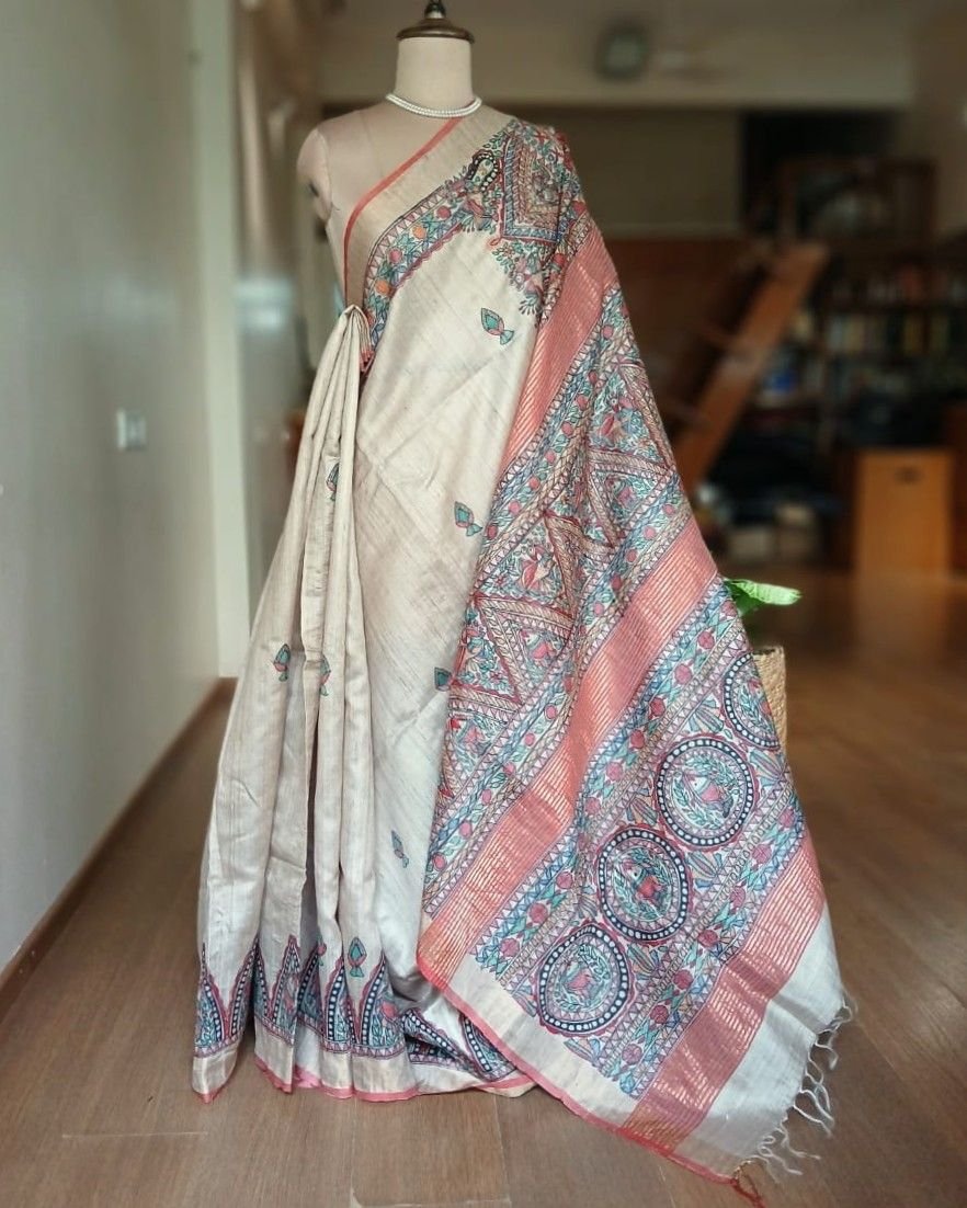 Madhubani on Tussar Silk – (MADT0056)