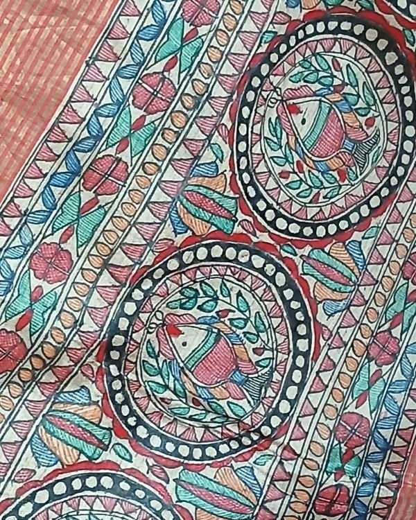 Madhubani on Tussar Silk – (MADT0056) - Image 4