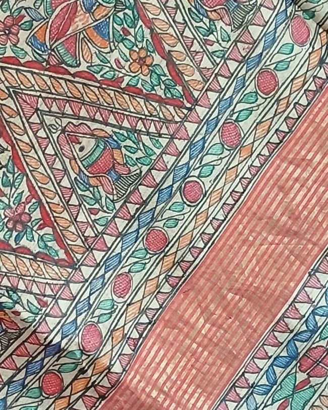 Madhubani on Tussar Silk – (MADT0056) - Image 5