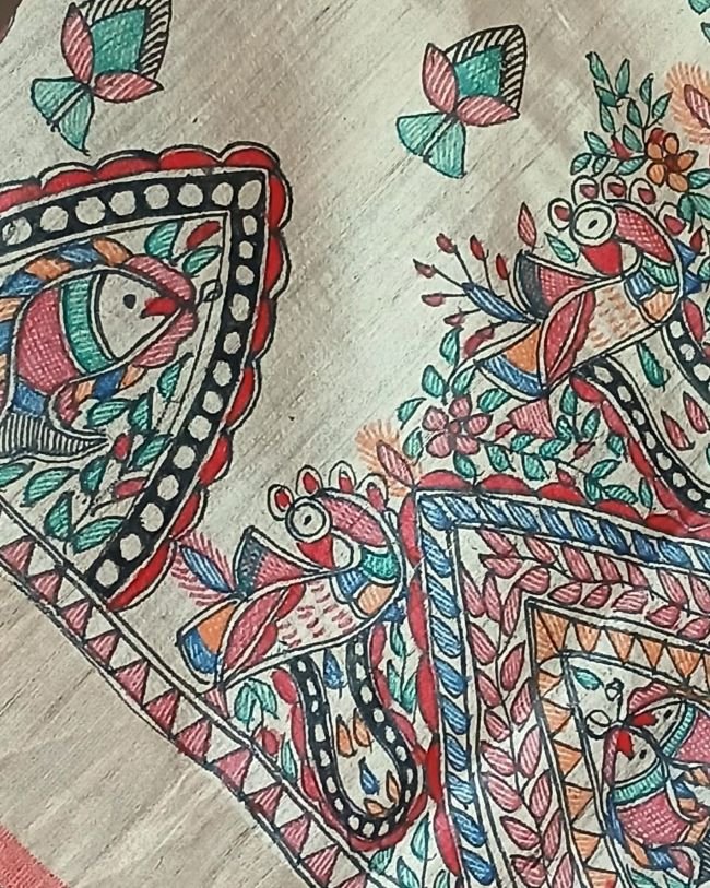 Madhubani on Tussar Silk – (MADT0056) - Image 6
