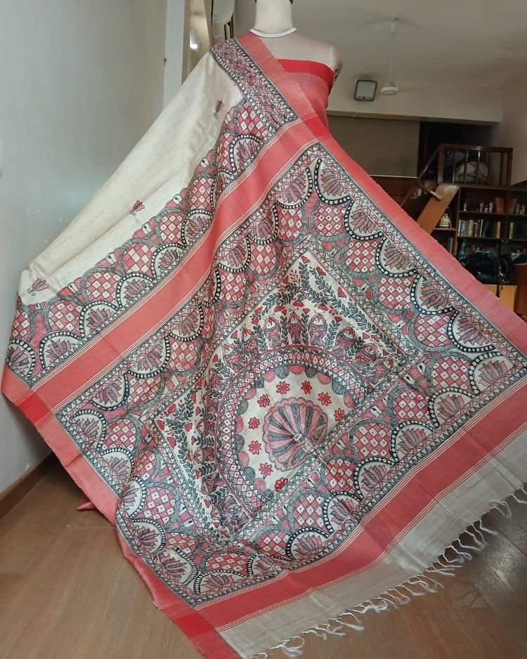 Madhubani on Tussar Silk – (MADT0055) - Image 2