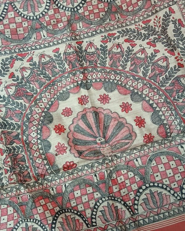 Madhubani on Tussar Silk – (MADT0055) - Image 3