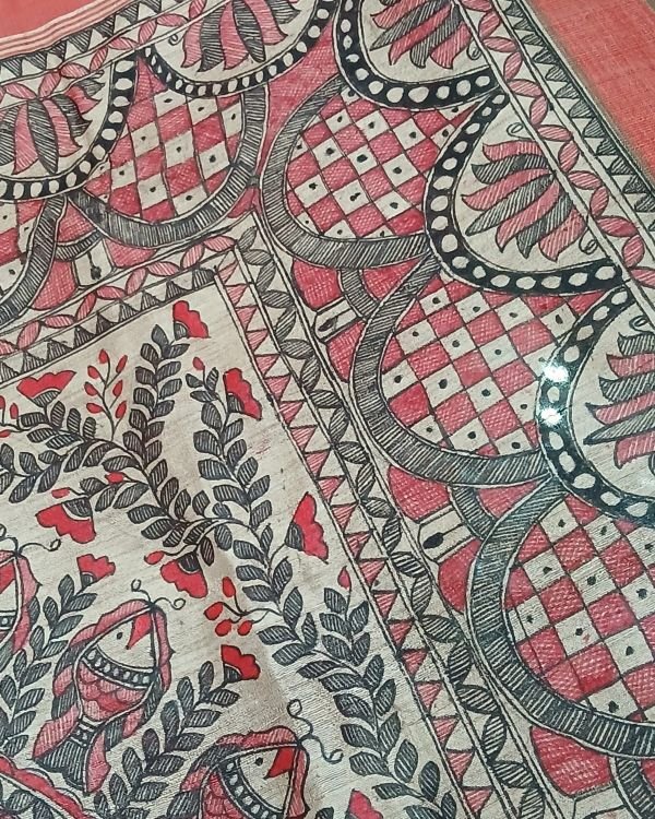 Madhubani on Tussar Silk – (MADT0055) - Image 5