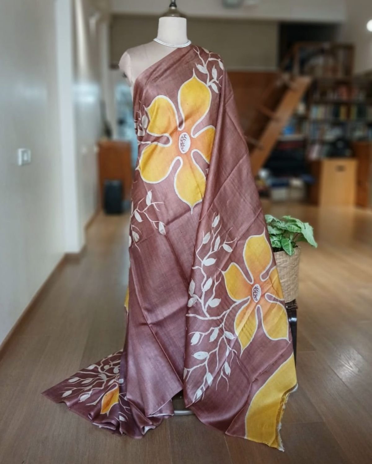 Handpainted Tussar Silk Saree - (HTSS0009)