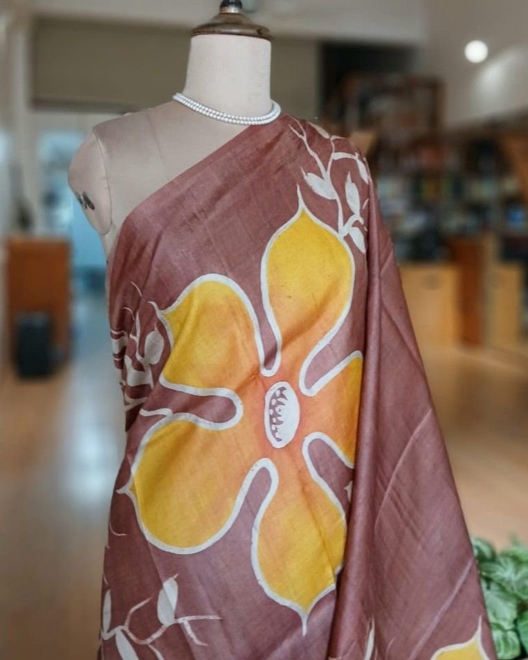 Handpainted Tussar Silk Saree - (HTSS0009) - Image 2