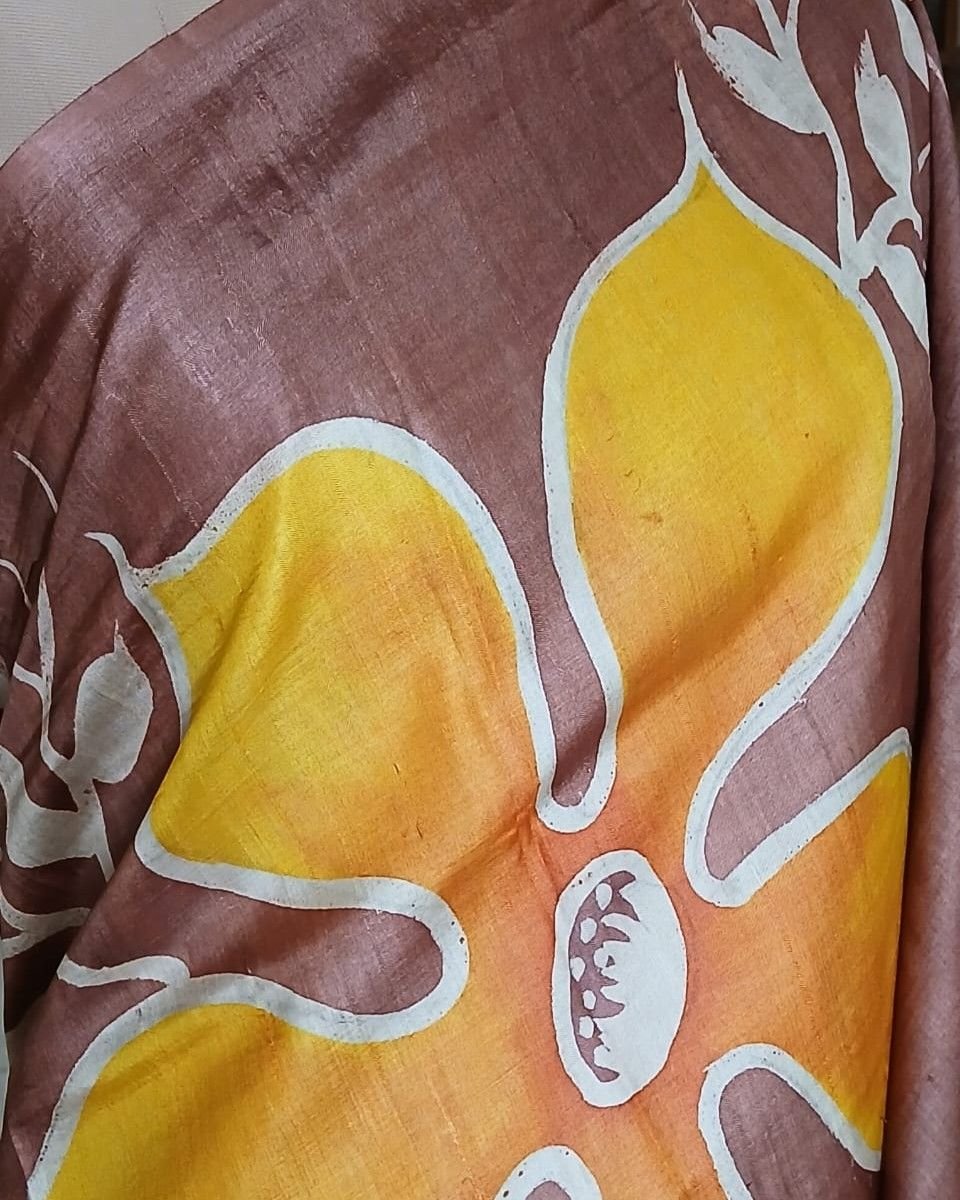 Handpainted Tussar Silk Saree - (HTSS0009) - Image 4