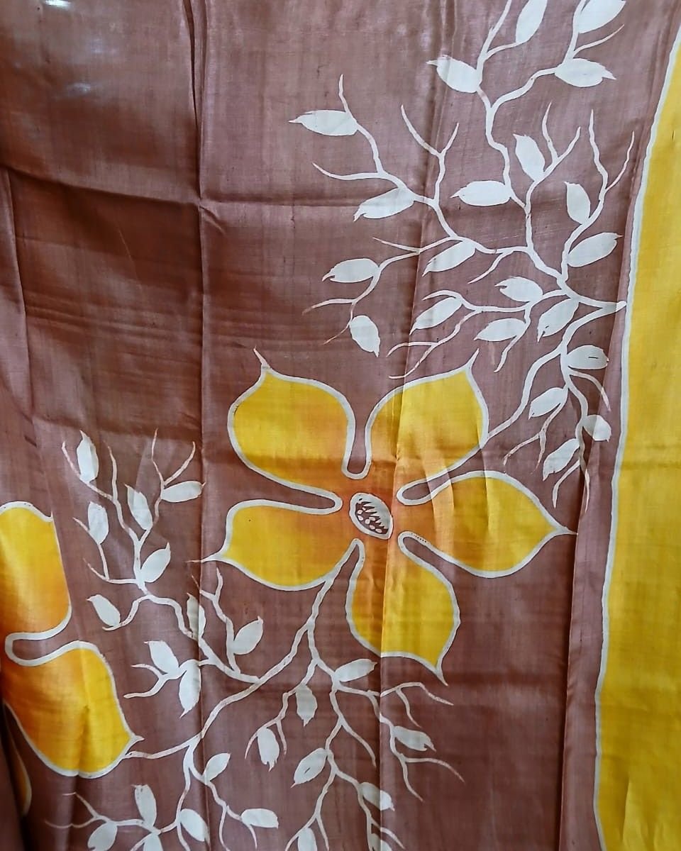 Handpainted Tussar Silk Saree - (HTSS0009) - Image 5