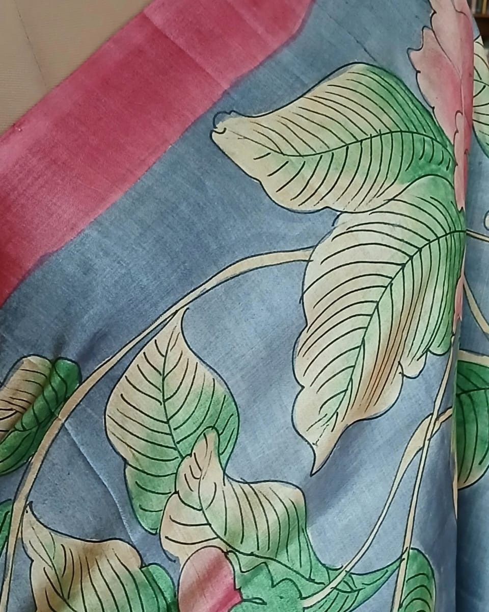Handpainted Tussar Silk Saree - (HTSS0010) - Image 3
