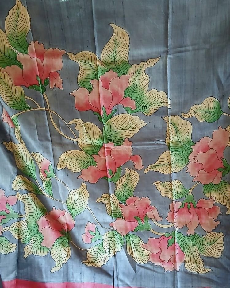 Handpainted Tussar Silk Saree - (HTSS0010) - Image 5
