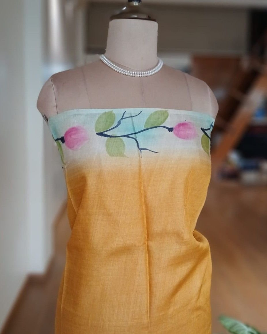 Handpainted Tussar Silk Saree - (HTSS0011) - Image 6