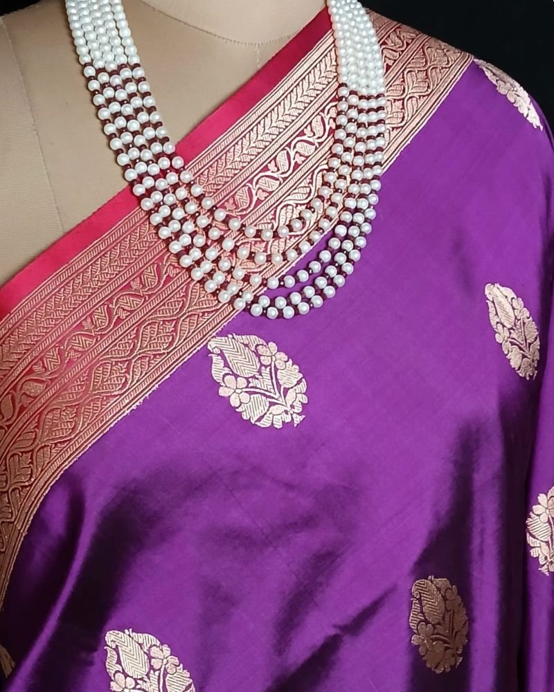 Banarasi Contrast Border Pure Katan Silk Saree – (BPKS1003) - Image 3