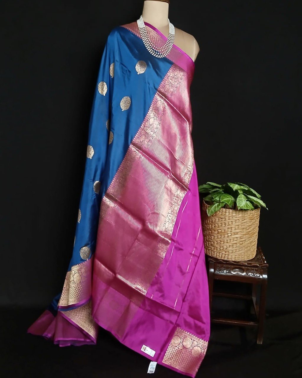 Banarasi Contrast Border Pure Katan Silk Saree - (BPKS1001) - Image 6