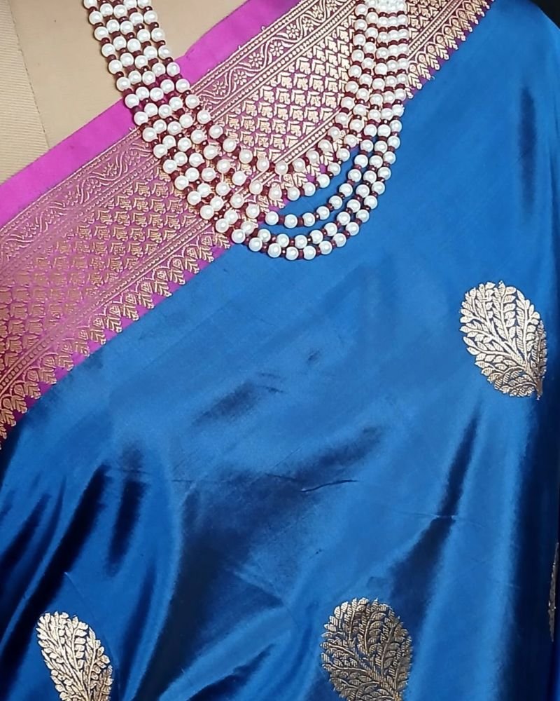 Banarasi Contrast Border Pure Katan Silk Saree - (BPKS1001) - Image 3