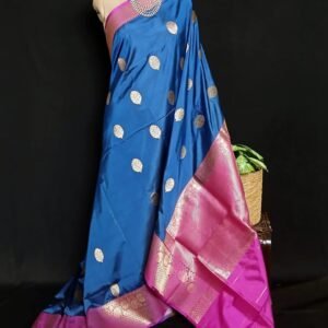 Banarasi Contrast Border Pure Katan Silk Saree - (BPKS1001)