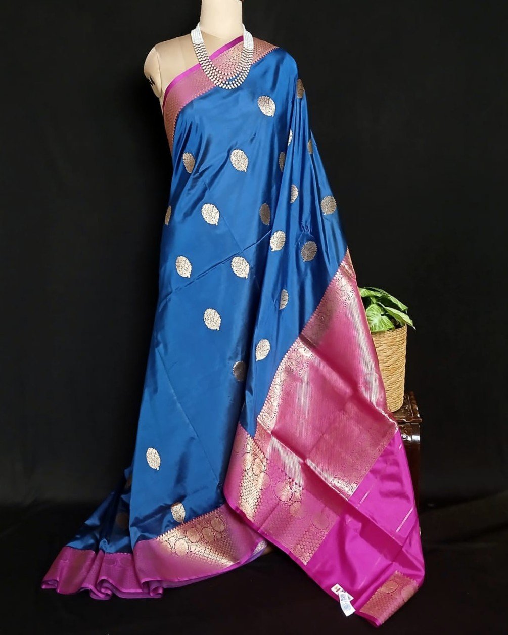 Banarasi Contrast Border Pure Katan Silk Saree - (BPKS1001)