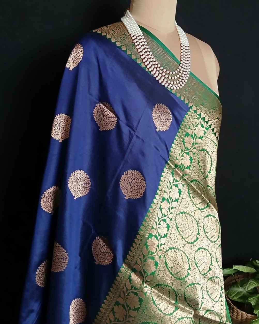 Banarasi Contrast Border Pure Katan Silk Saree – (BPKS1002) - Image 7