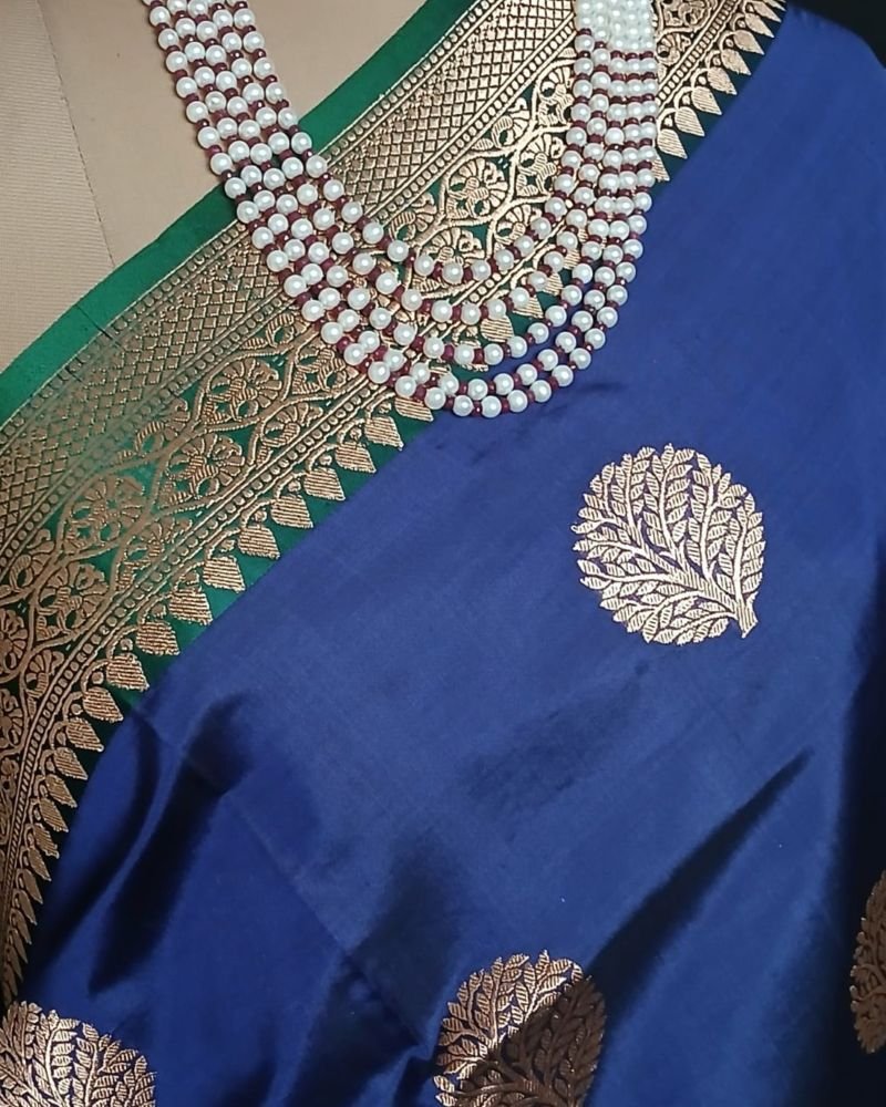Banarasi Contrast Border Pure Katan Silk Saree – (BPKS1002) - Image 3