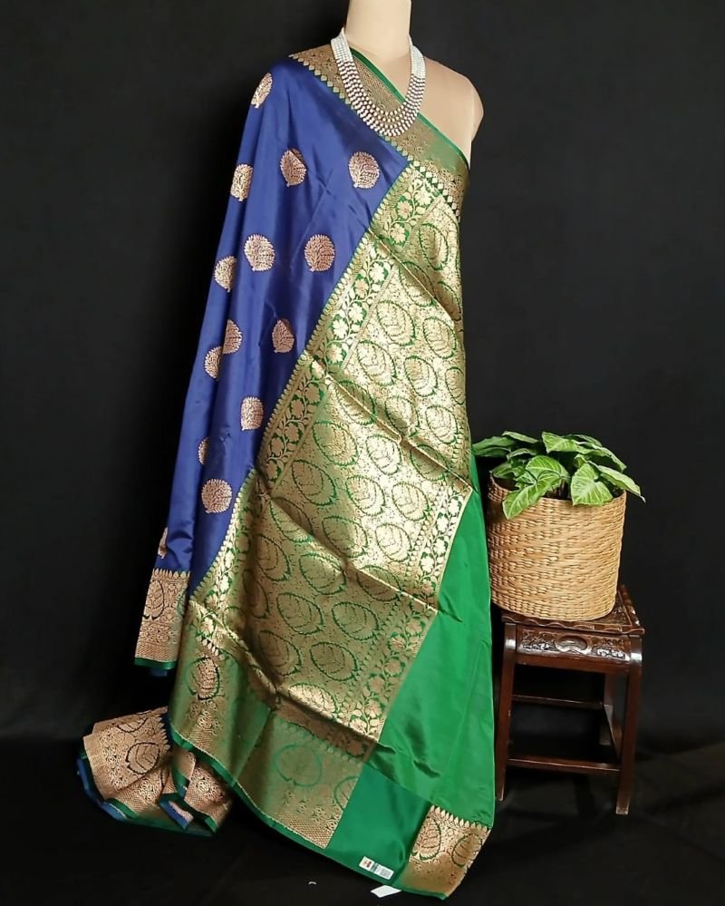 Banarasi Contrast Border Pure Katan Silk Saree – (BPKS1002) - Image 6