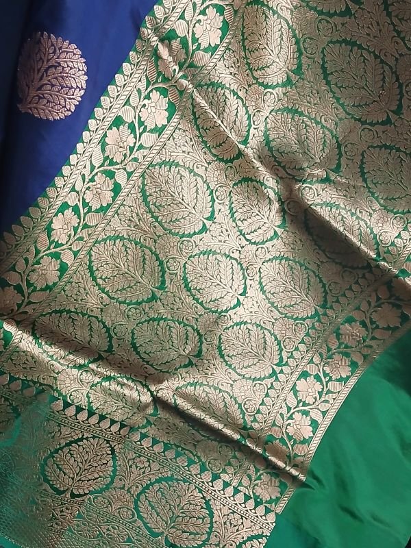 Banarasi Contrast Border Pure Katan Silk Saree – (BPKS1002) - Image 5