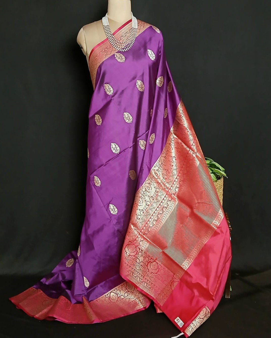 Banarasi Contrast Border Pure Katan Silk Saree – (BPKS1003)