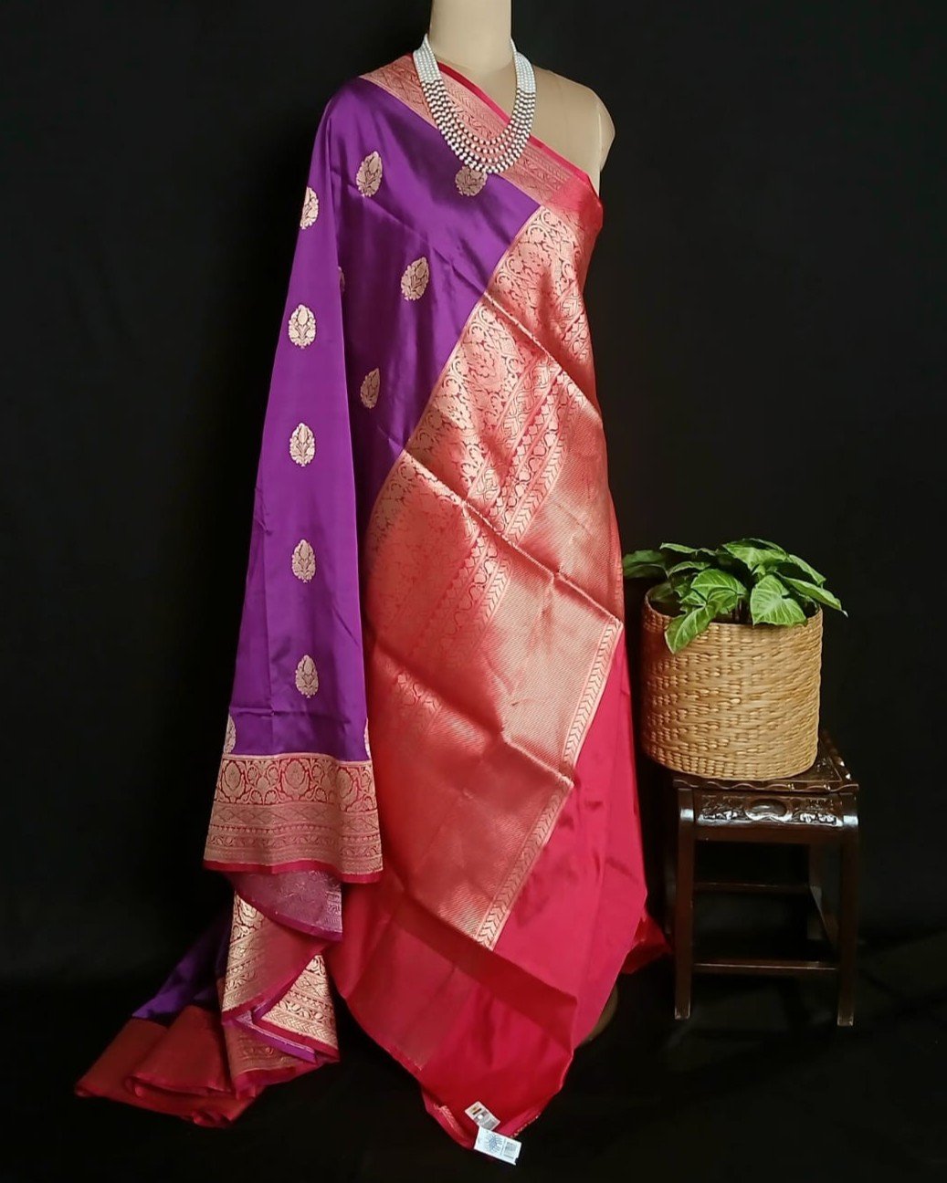 Banarasi Contrast Border Pure Katan Silk Saree – (BPKS1003) - Image 6