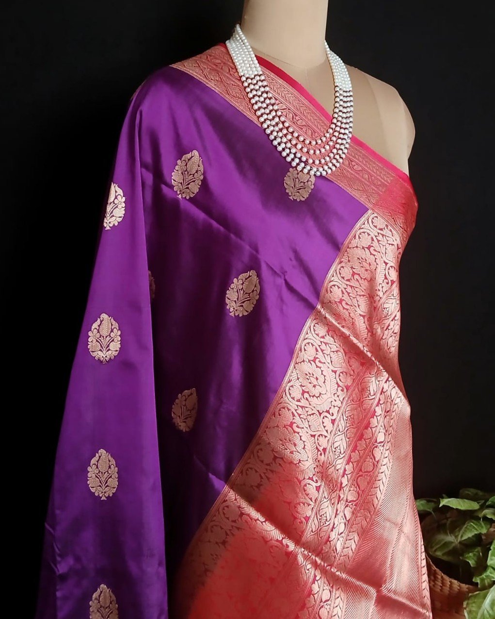 Banarasi Contrast Border Pure Katan Silk Saree – (BPKS1003) - Image 7