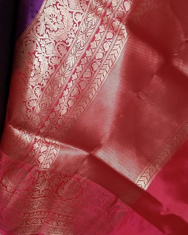 Banarasi Contrast Border Pure Katan Silk Saree – (BPKS1003) - Image 5