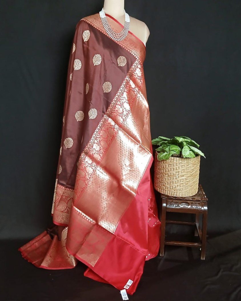 Banarasi Contrast Border Pure Katan Silk Saree – (BPKS1004) - Image 6