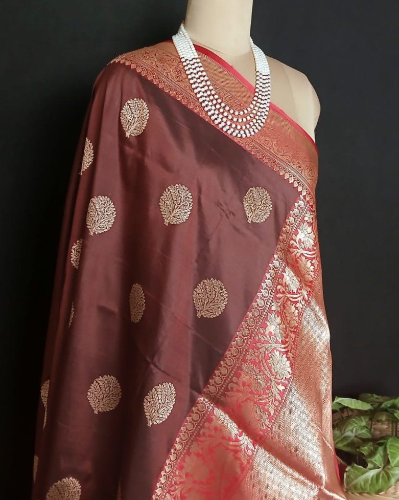 Banarasi Contrast Border Pure Katan Silk Saree – (BPKS1004) - Image 7