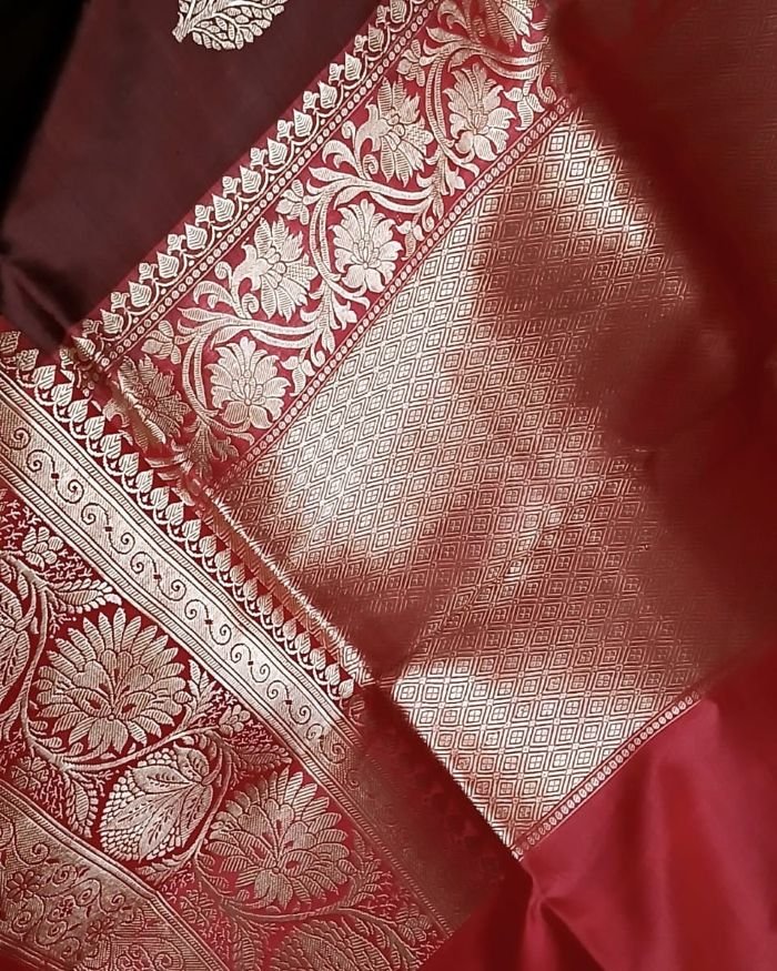 Banarasi Contrast Border Pure Katan Silk Saree – (BPKS1004) - Image 5