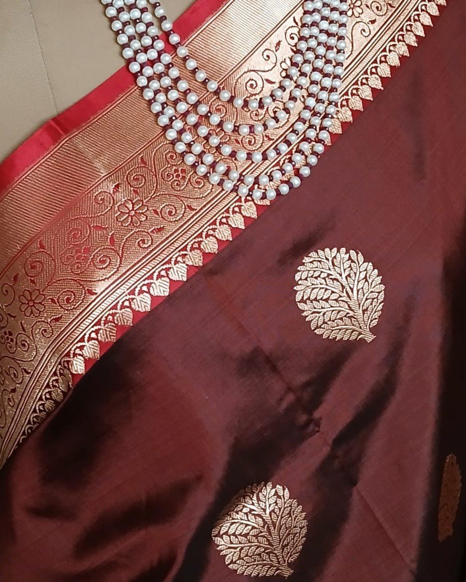 Banarasi Contrast Border Pure Katan Silk Saree – (BPKS1004) - Image 3