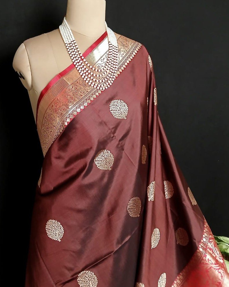 Banarasi Contrast Border Pure Katan Silk Saree – (BPKS1004) - Image 2