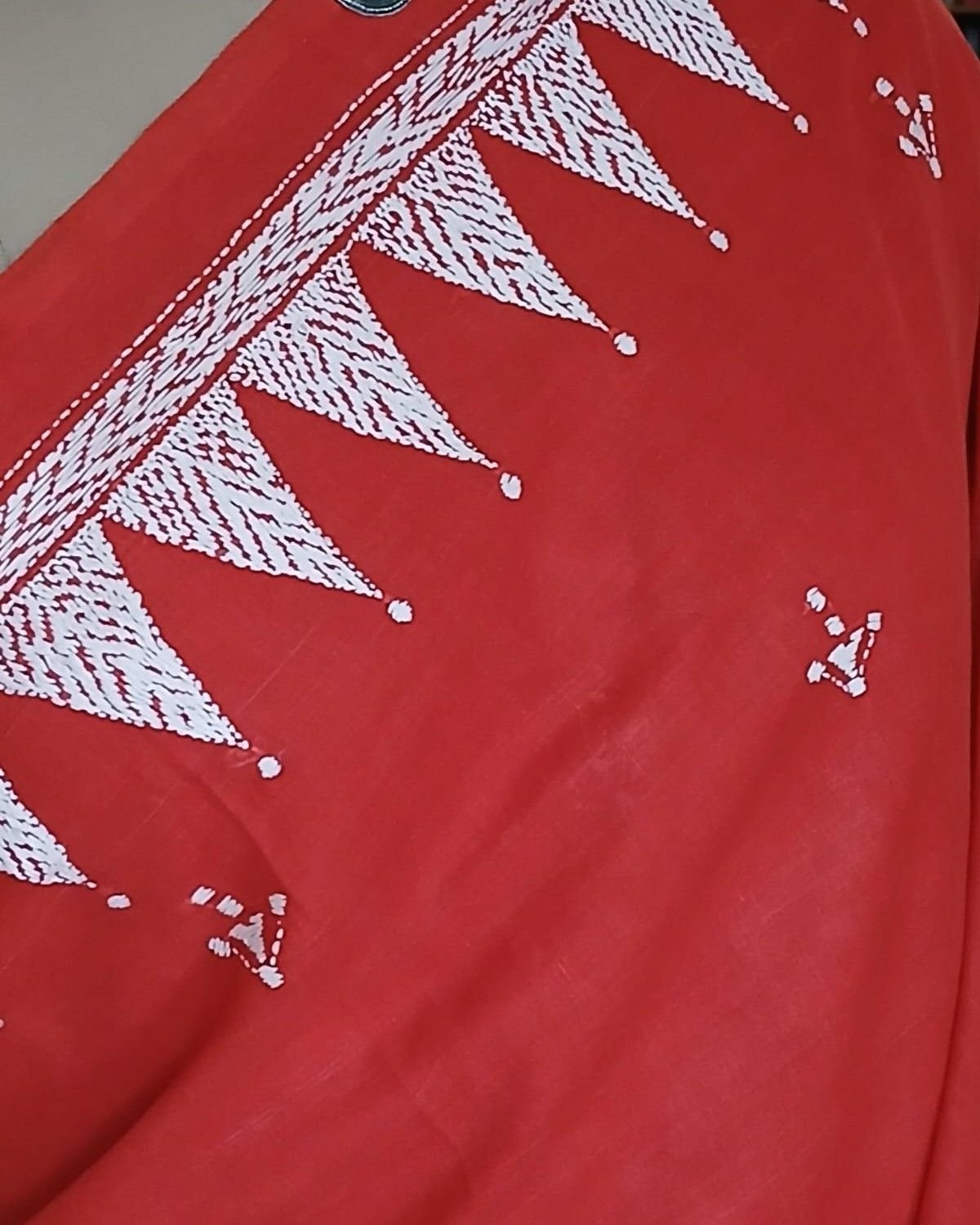 Cotton Kantha Saree from Santiniketan – (KNCS1080) - Image 4