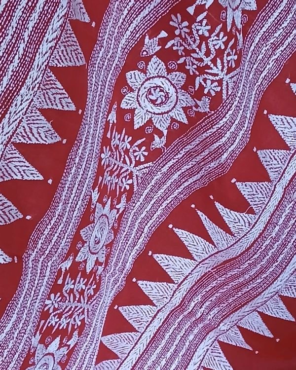 Cotton Kantha Saree from Santiniketan – (KNCS1080) - Image 5