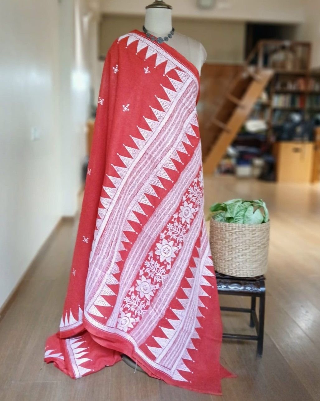 Cotton Kantha Saree from Santiniketan – (KNCS1080) - Image 7