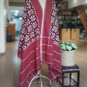 Double Ikat Cotton Dupatta – (DICD0010)